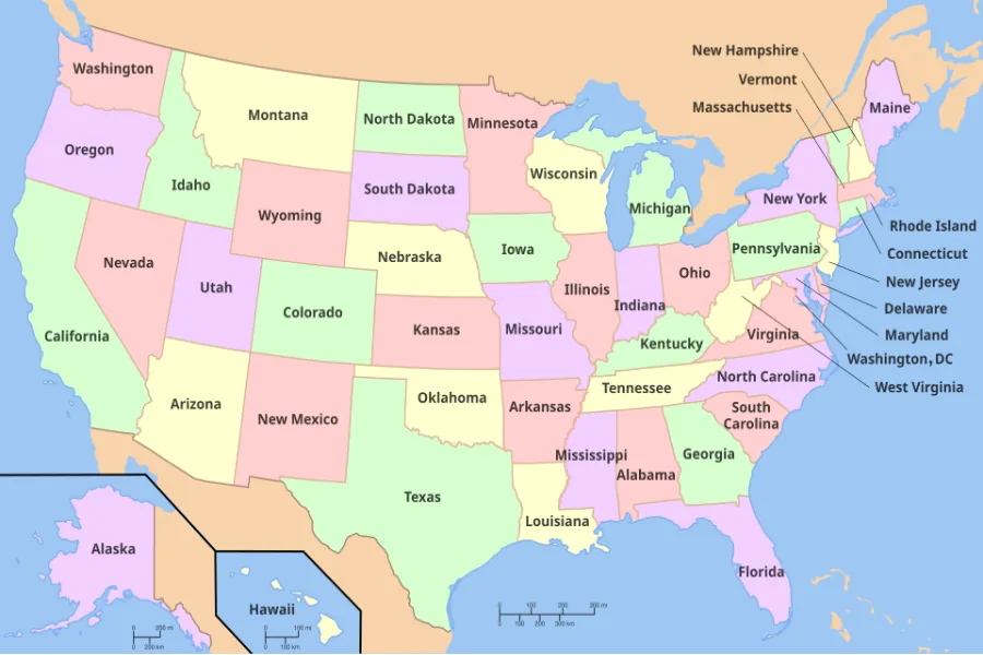 Az Amerikai Egyesült Államok 50 tagállama