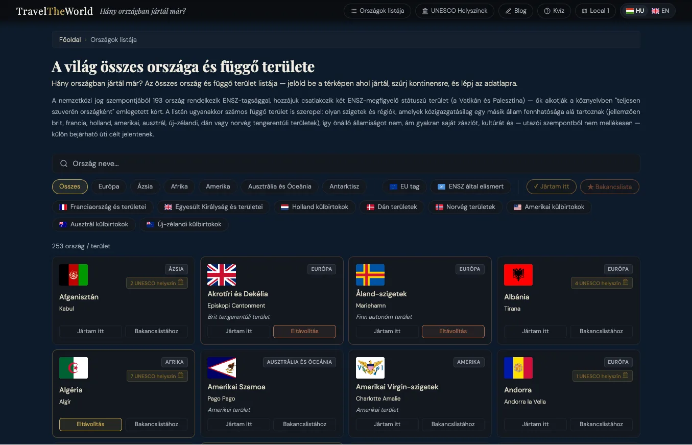 A világ összes országa és függő területe