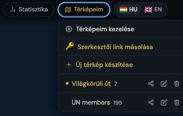 Szerkesztői link másolása a Térképeim menüpontból